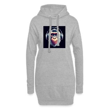 Singe avec des écouteurs - Sweat-shirt à capuche long Femme - gris chiné - Devant