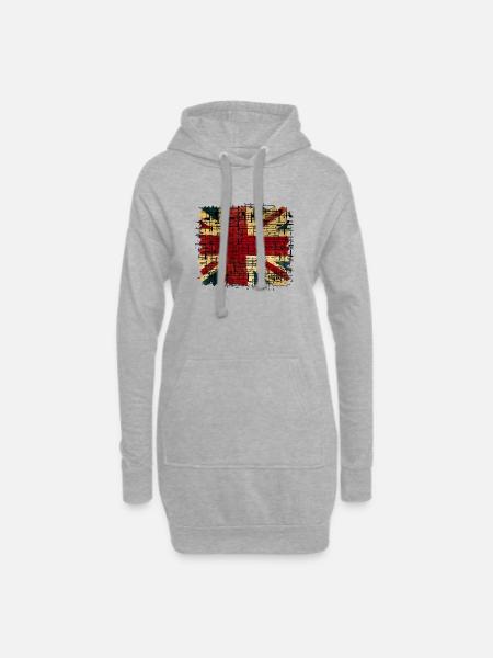 Vintage Britischer Union Jack Digital Kunst - Hoodie-Kleid - Grau meliert
