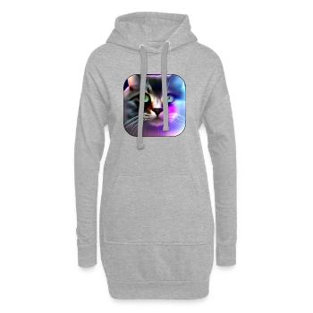 Neonkatze Farbenspiel Portrait - Hoodie-Kleid - Grau meliert - Vorne