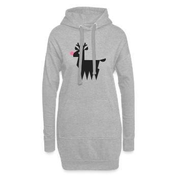 Rentier Rudolf Logo L schwarz mit neonpinker Nase - Hoodie-Kleid - Grau meliert - Vorne