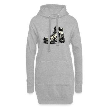Dessin Randonneur Chaussure randonnée Montagne - Sweat-shirt à capuche long Femme - gris chiné - Devant