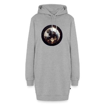 Boule disco ronde sur fond noir - Sweat-shirt à capuche long Femme - gris chiné - Devant