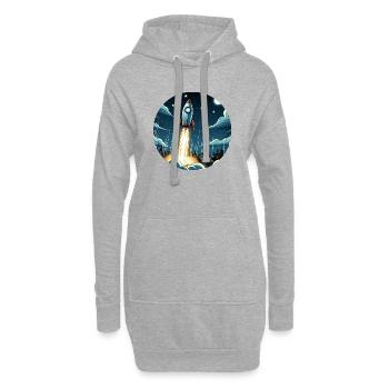 Une fusée de dessin animé est lancée dans l’espace - Sweat-shirt à capuche long Femme - gris chiné - Devant