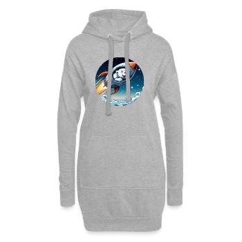 aufgeregter Eisbär in einer Rakete Comic - Hoodie-Kleid - Grau meliert - Vorne