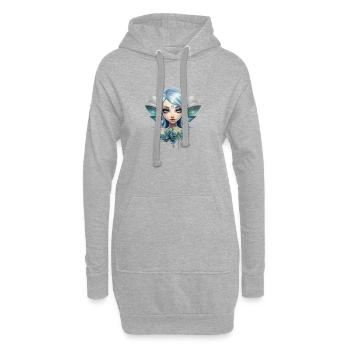 Blumen Fee mit Edelstein – Fantasy Design - Hoodie-Kleid - Grau meliert - Vorne