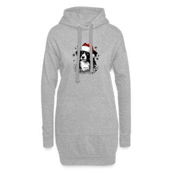 Border Collie Noël - Cadeau Affectueux - Sweat-shirt à capuche long Femme - gris chiné - Devant