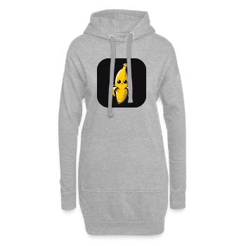 Banane mit traurigem Gesicht und großen Augen - Hoodie-Kleid - Grau meliert - Vorne