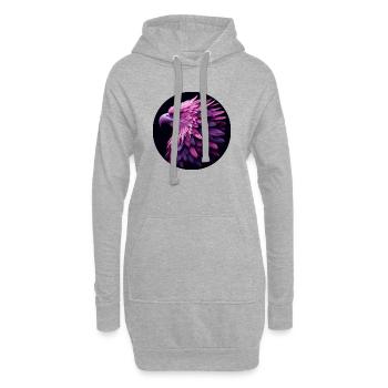 Adler mit lila und rosa Federn, fotorealistisch - Hoodie-Kleid - Grau meliert - Vorne
