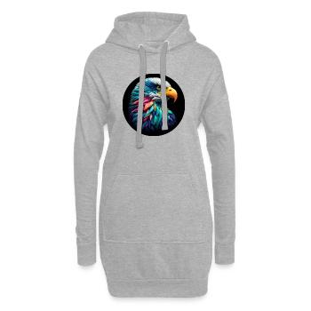 Adler Kopf bunt vor schwarzem Hintergund, Portrait - Hoodie-Kleid - Grau meliert - Vorne