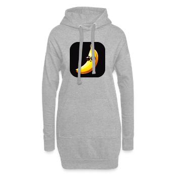 Banane avec visage et grands yeux - Sweat-shirt à capuche long Femme - gris chiné - Devant