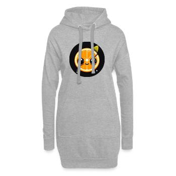 Orange avec le visage et les grands yeux - Sweat-shirt à capuche long Femme - gris chiné - Devant