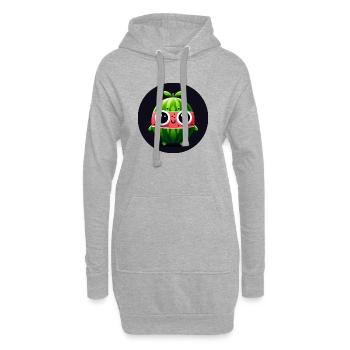 Wassermelone mit Augen im Comic Stil - Hoodie-Kleid - Grau meliert - Vorne