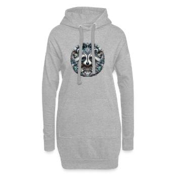 Frostbär Fraktal Muster - Hoodie-Kleid - Grau meliert - Vorne
