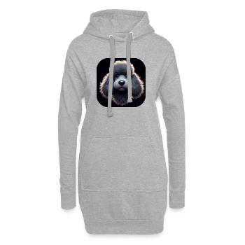 Pudel im Animationsstil - Hoodie-Kleid - Grau meliert - Vorne