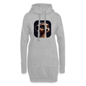 Erdmännchen im Animationsstil - Hoodie-Kleid - Grau meliert - Vorne