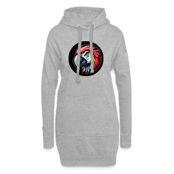 Papagei Comic Kopf bunt - Hoodie-Kleid - Grau meliert - Vorne