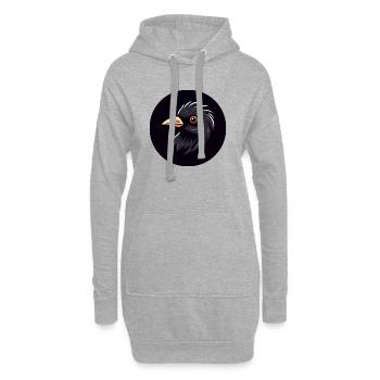 Dessin animé merle oiseau noir avec œil rouge - Sweat-shirt à capuche long Femme - gris chiné - Devant