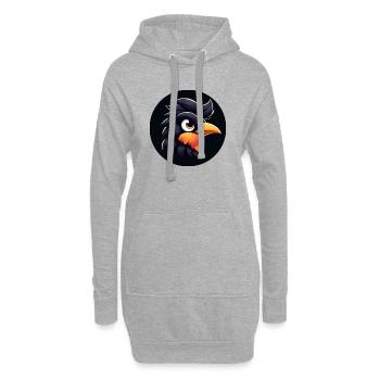 Cooler Rabe im Comic Stil - Hoodie-Kleid - Grau meliert - Vorne