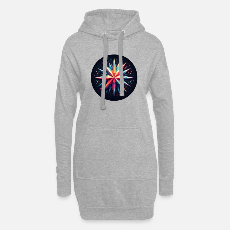 Polygon Stern bunt - Hoodie-Kleid - Grau meliert