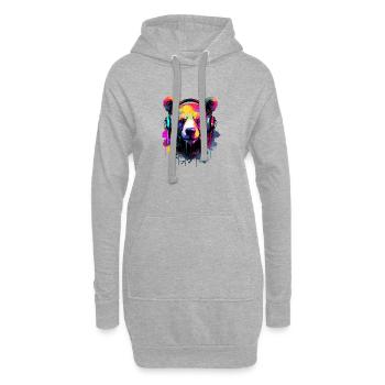 Ours avec casque Music Bears - Sweat-shirt à capuche long Femme - gris chiné - Devant