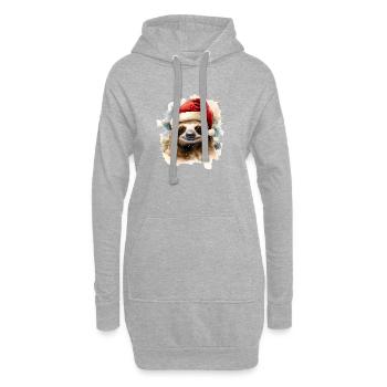 Aquarelle paresseux avec chapeau de père Noël - Sweat-shirt à capuche long Femme - gris chiné - Devant