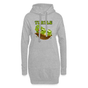 Verspielte Schildkröte in fröhlichem Panzer - Hoodie-Kleid - Grau meliert - Vorne