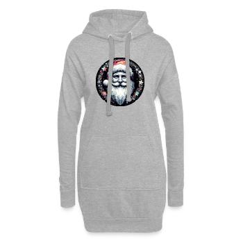 Tête de Père Noël en couronne lumineuse - Sweat-shirt à capuche long Femme - gris chiné - Devant