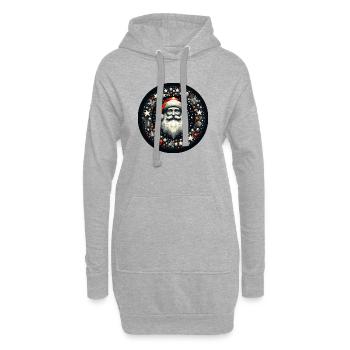 Weihnachtsmann Kranz rund Sterne Kugeln rot grau - Hoodie-Kleid - Grau meliert - Vorne