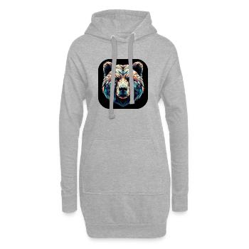 Bunter Bär in Polygon Design - Hoodie-Kleid - Grau meliert - Vorne