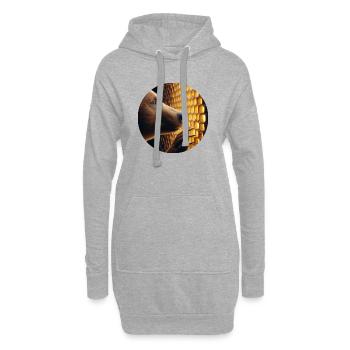Braunbär, der durch eine Bienenwabe schaut - Hoodie-Kleid - Grau meliert - Vorne