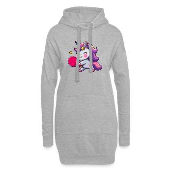 Licorne Licorne avec raquette de tennis de table pour - Sweat-shirt à capuche long Femme - gris chiné - Devant