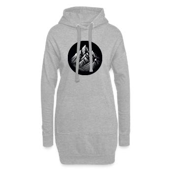 Berge Landschaft schwarz weiß fotorealistisch - Hoodie-Kleid - Grau meliert - Vorne