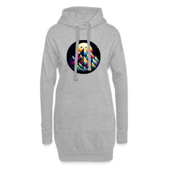 Bunte Berge vor goldenem Mond Nacht - Hoodie-Kleid - Grau meliert - Vorne
