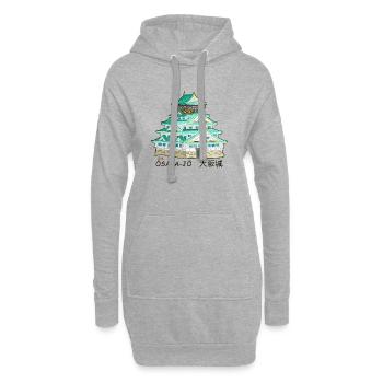 Japon Château d’Osaka-jo, Kanji, dessin à la main - Sweat-shirt à capuche long Femme - gris chiné - Devant