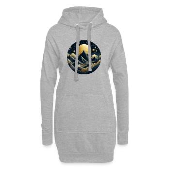 Landschaft Berge Mond Sterne Nacht - Hoodie-Kleid - Grau meliert - Vorne