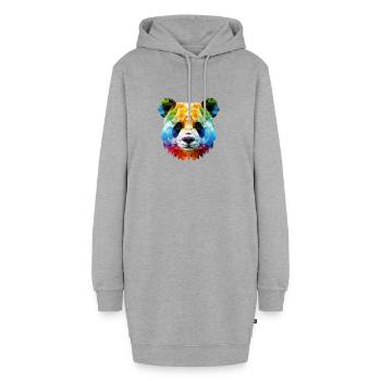 Tête de panda - Coloré - Sweat-shirt à capuche long Femme - gris chiné - Devant