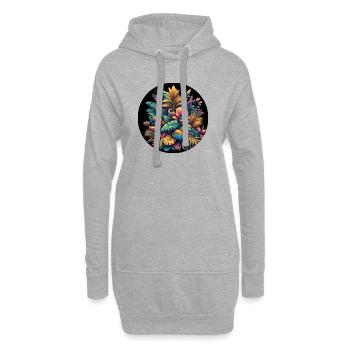 Blumen Pflanzen Bunt Blumenstrauß - Hoodie-Kleid - Grau meliert - Vorne