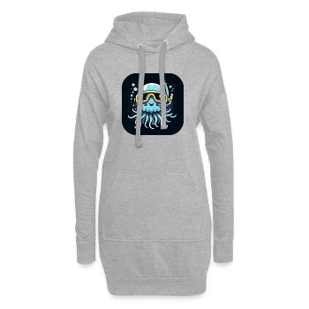 Méduse bleue avec lunettes de plongée, graphique - Sweat-shirt à capuche long Femme - gris chiné - Devant