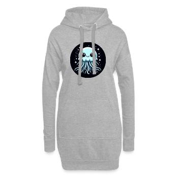 Méduse Yeux Bleus Étoiles - Sweat-shirt à capuche long Femme - gris chiné - Devant