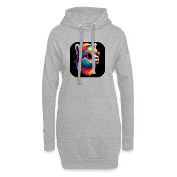 Lama Alpaka Bunt Brille Cap - Hoodie-Kleid - Grau meliert - Vorne