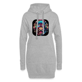 Affe Bunt Zähne Brüllen Cap - Hoodie-Kleid - Grau meliert - Vorne