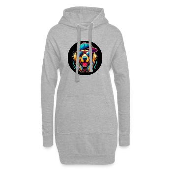 Golden Retriever chien rappeur avec casquette et écouteurs - Sweat-shirt à capuche long Femme - gris chiné - Devant