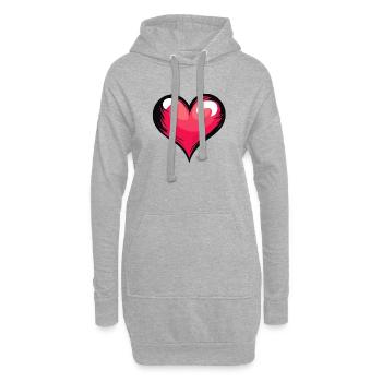Design élégant en forme de cœur en rouge, noir et blanc - Sweat-shirt à capuche long Femme - gris chiné - Devant