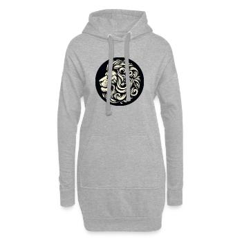 Ce motif représente un lion de profil, Graphique - Sweat-shirt à capuche long Femme - gris chiné - Devant