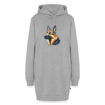 Deutscher Schäferhund Portrait - Hoodie-Kleid - Grau meliert - Vorne