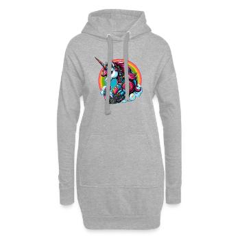 Licorne Robot Cyborg Arc-en-ciel Science-Fiction - Sweat-shirt à capuche long Femme - gris chiné - Devant
