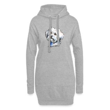 Portrait de bichon maltais - Sweat-shirt à capuche long Femme - gris chiné - Devant
