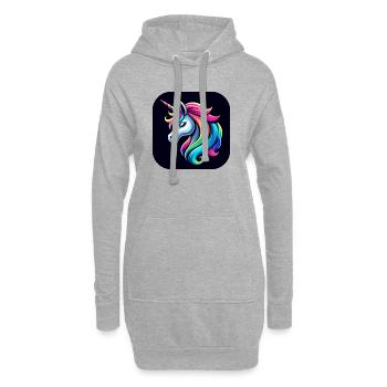 Corne de crinière multicolore Licorne - Sweat-shirt à capuche long Femme - gris chiné - Devant
