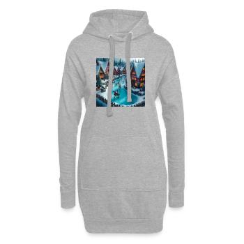 Skandinavisches Weihnachtsdorf - Hoodie-Kleid - Grau meliert - Vorne