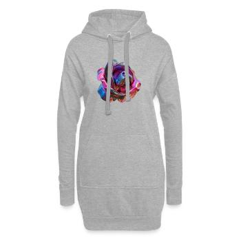 museau de chien dans une rose - Sweat-shirt à capuche long Femme - gris chiné - Devant